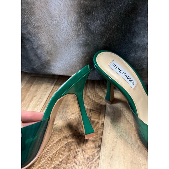 Steve Madden Syl Green Clear Slip On Heels sz 5.5 - Picture 3 of 5